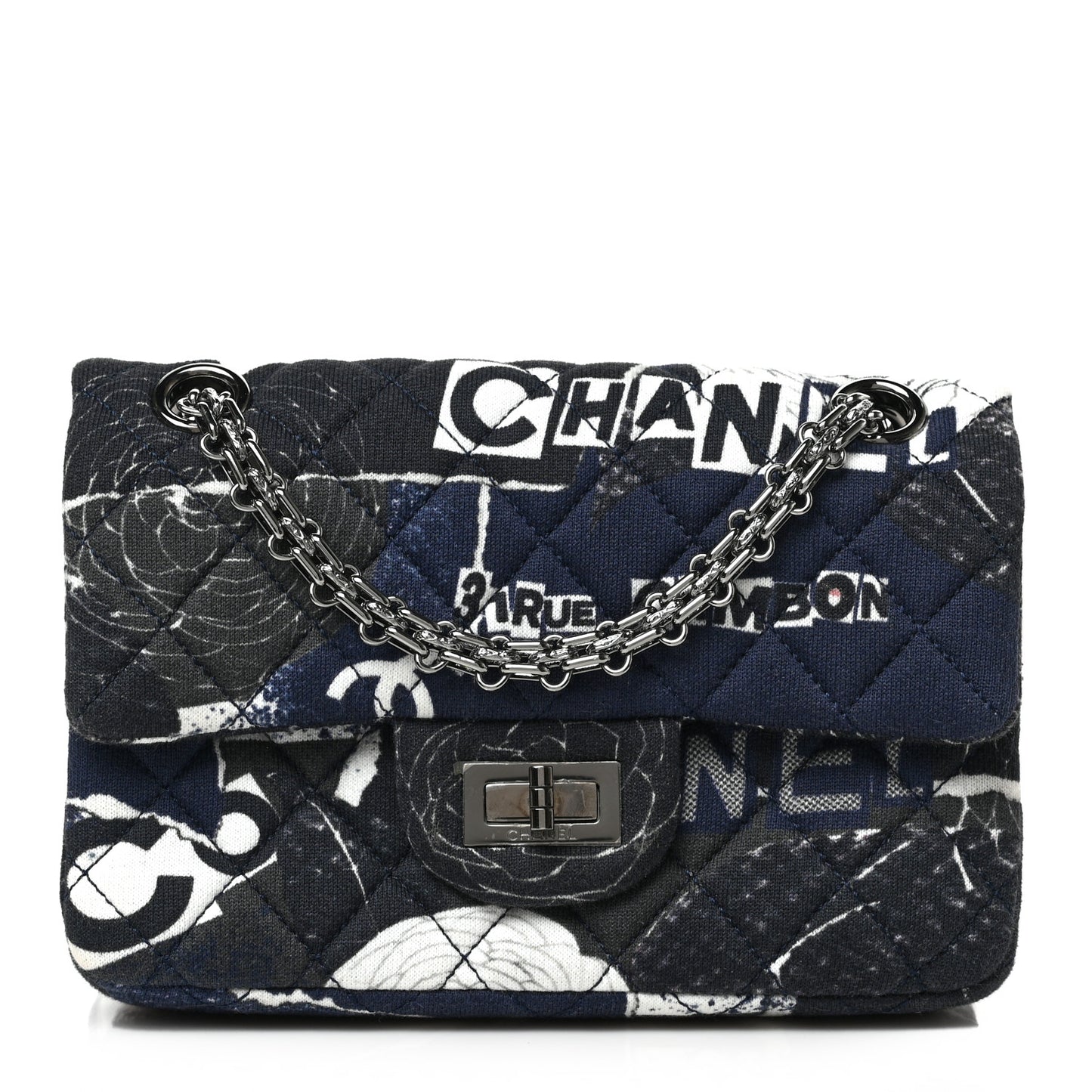 Jersey Quilted Graffiti Reissue Mini Flap Navy Blue