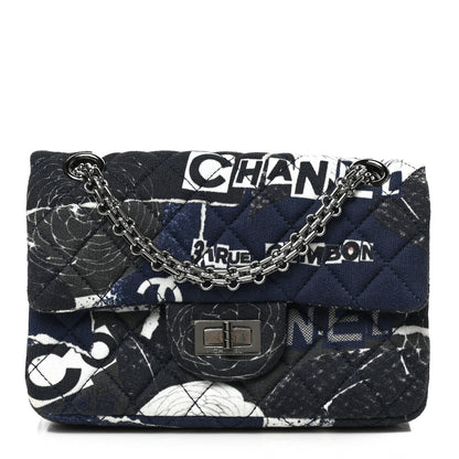 Chanel Jersey Quilted Graffiti Reissue Mini Flap Navy Blue 1 of 9