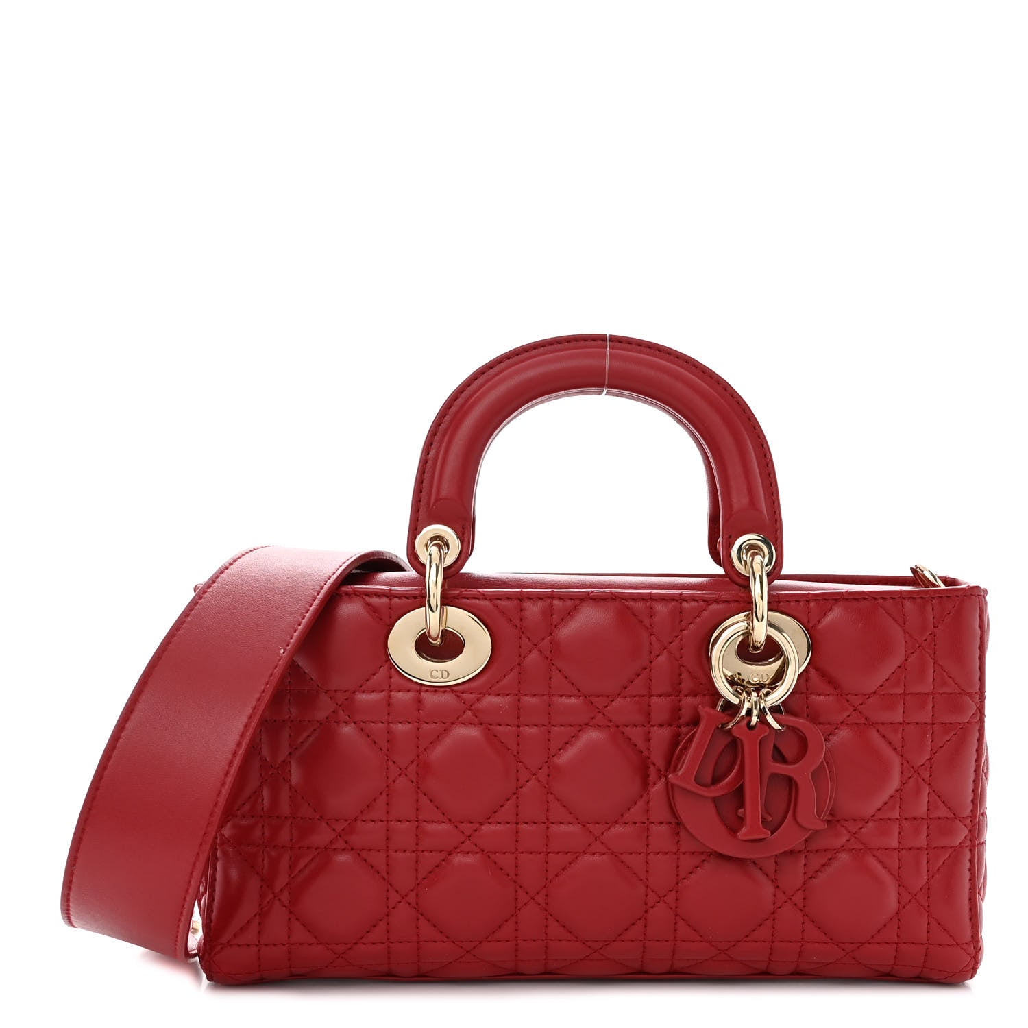 Christian Dior Lambskin Cannage Medium Lady D-Joy Red 1 of 11