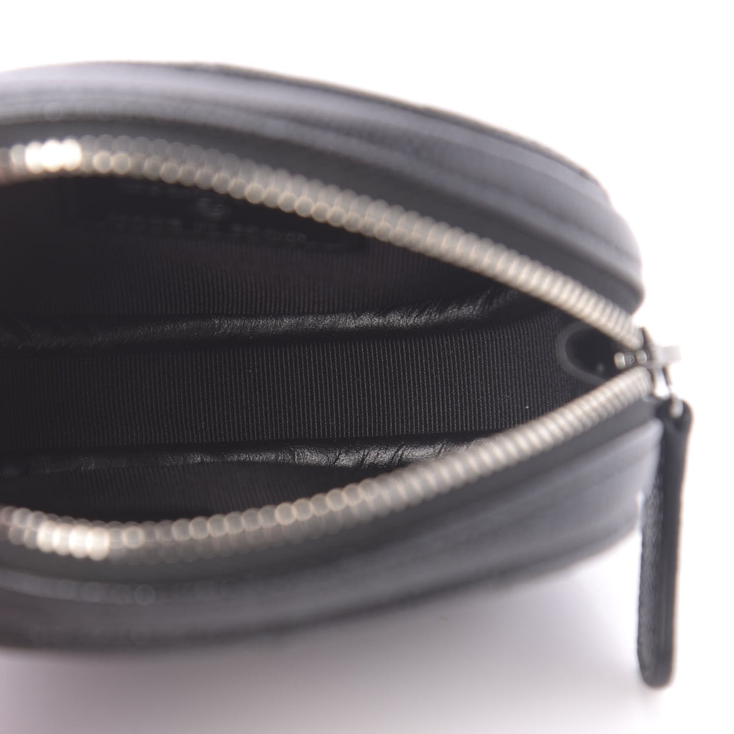 Iridescent Caviar Quilted Zip Around Classic Coin Purse Black