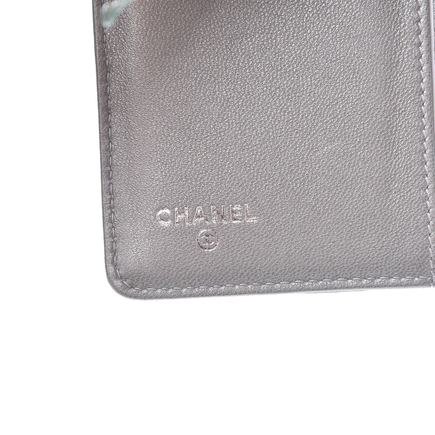 Chanel Lambskin Camellia Embossed Zipped Pocket Wallet Black 6 of 9