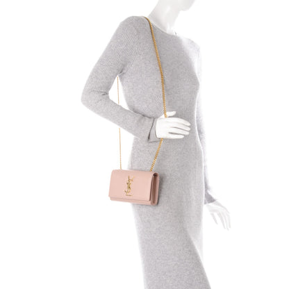 Saint Laurent Grain De Poudre Small Monogram Kate Satchel Pale Pink 2 of 7