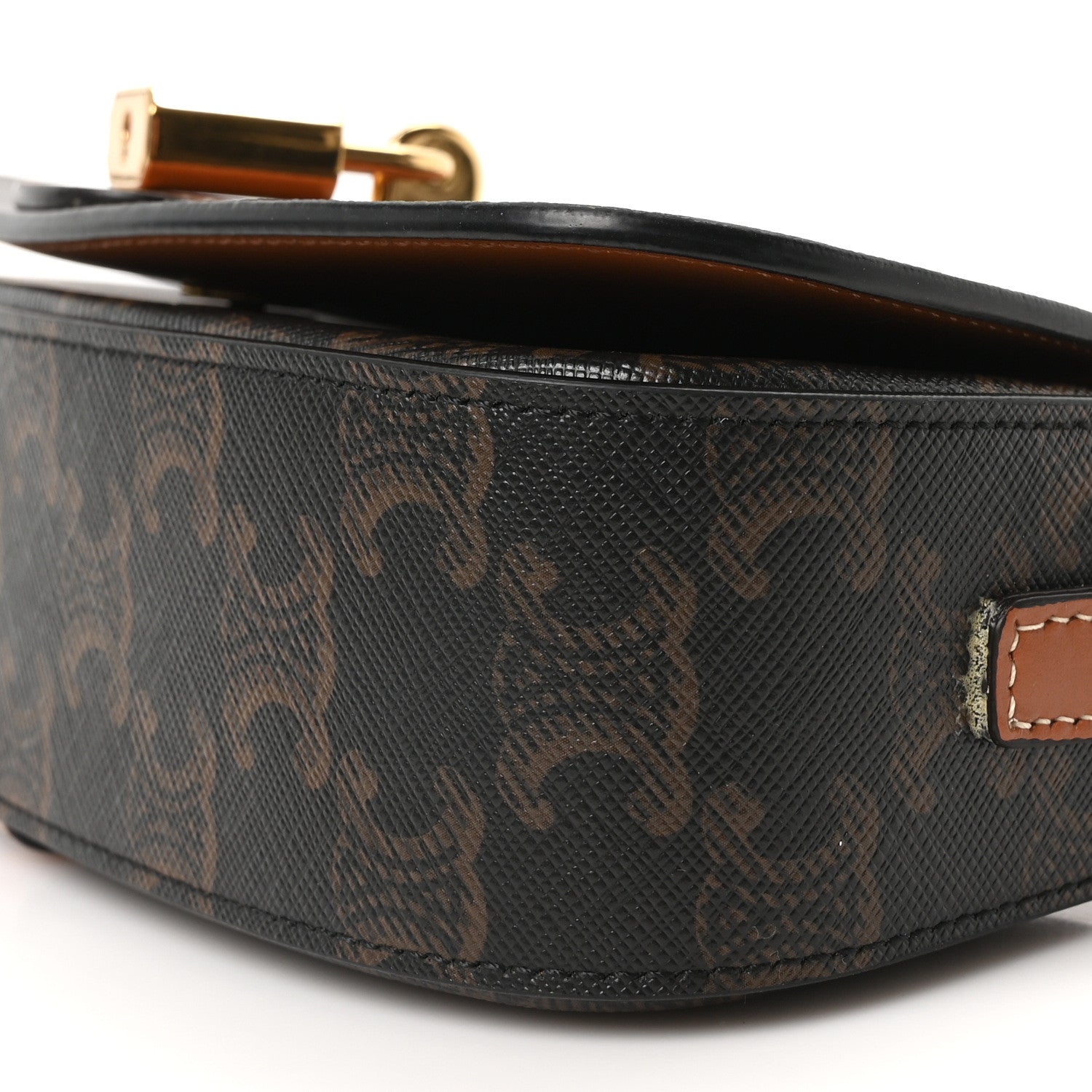 Celine Triomphe Canvas Calfskin Tabou Clutch on Strap Tan 9 of 9