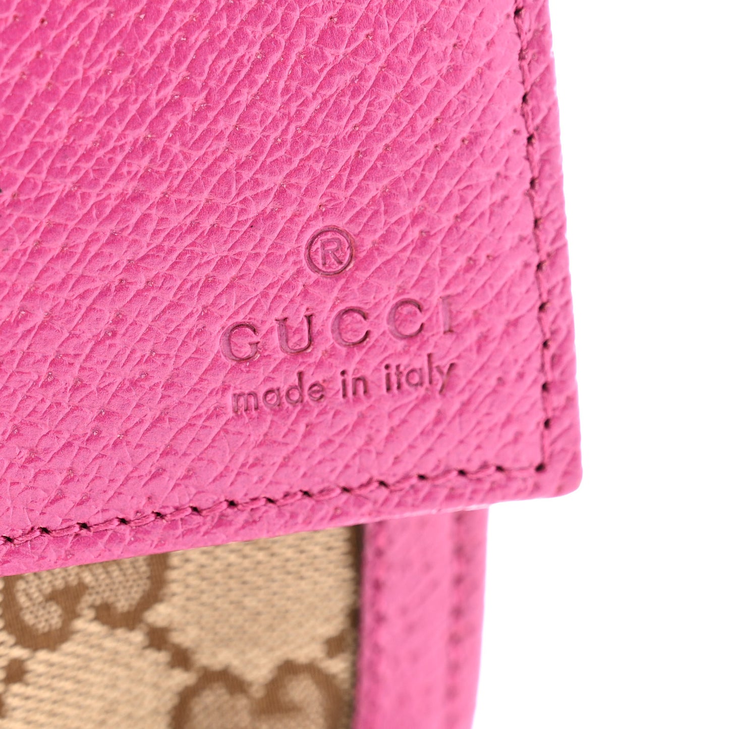 Calfskin GG Monogram Continental Wallet Beige Fuchsia