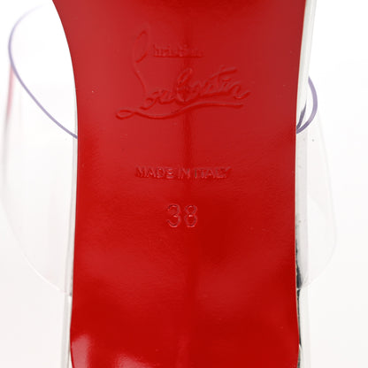Christian Louboutin Metallic Patent PVC Just Nothing 85 Slide Sandals 38 Silver 6 of 11