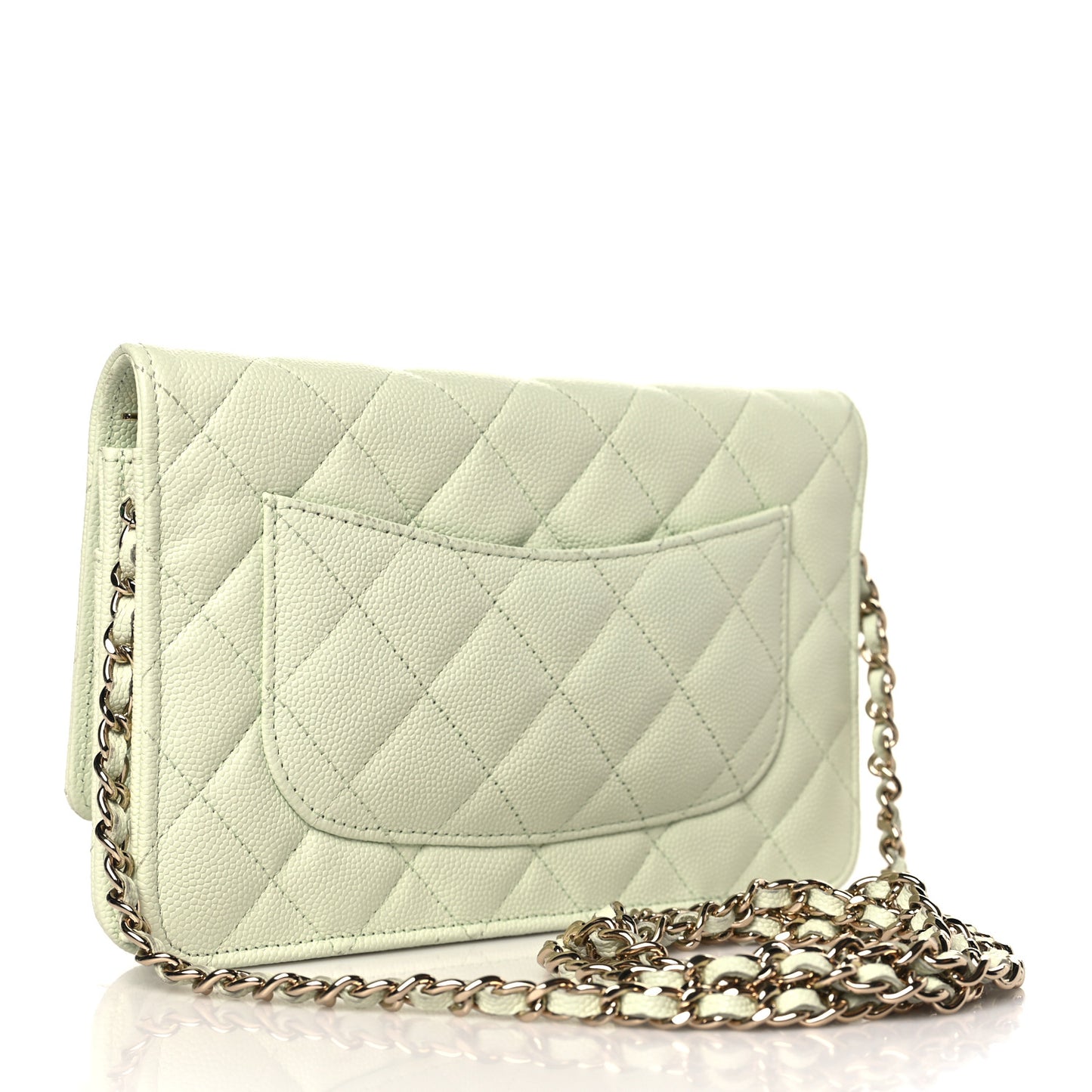 Caviar Quilted Wallet On Chain WOC Light Green