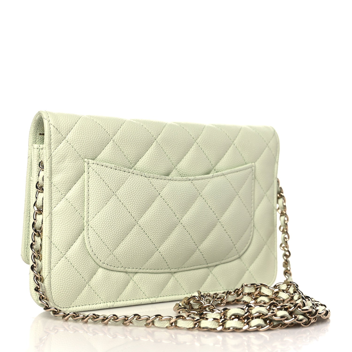 Chanel Caviar Quilted Wallet On Chain WOC Light Green 3 of 11