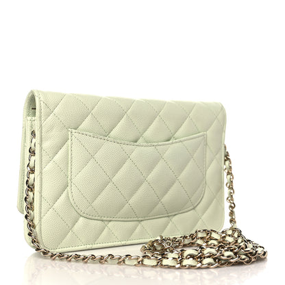 Chanel Caviar Quilted Wallet On Chain WOC Light Green 3 of 11
