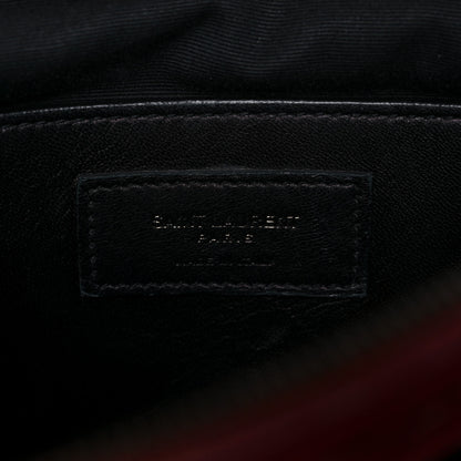 Saint Laurent Sheepskin Matelasse Chevron Large College Monogram Satchel Oxblood 7 of 26