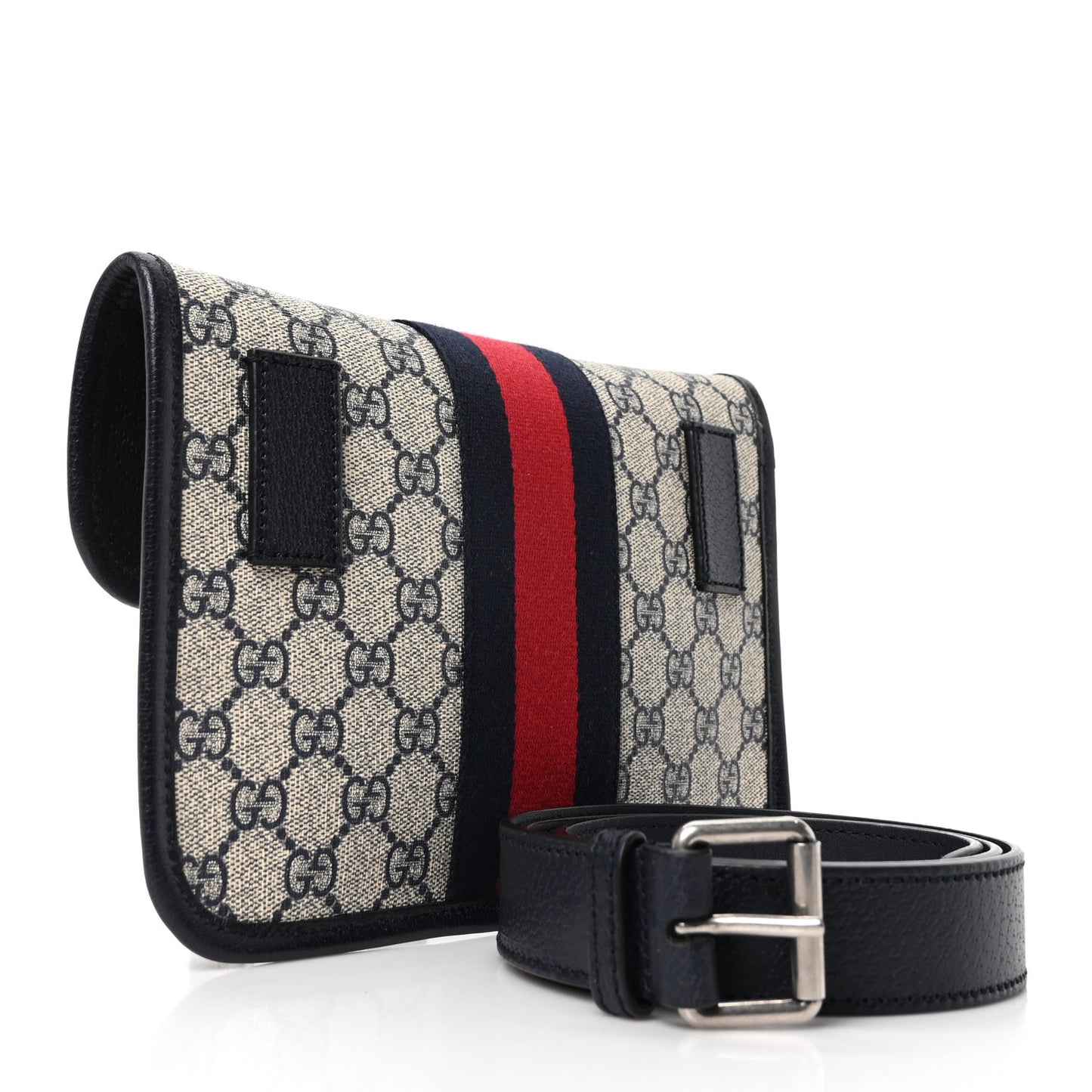 GG Supreme Monogram Web Small Ophidia Belt Bag 90 36 Beige Navy