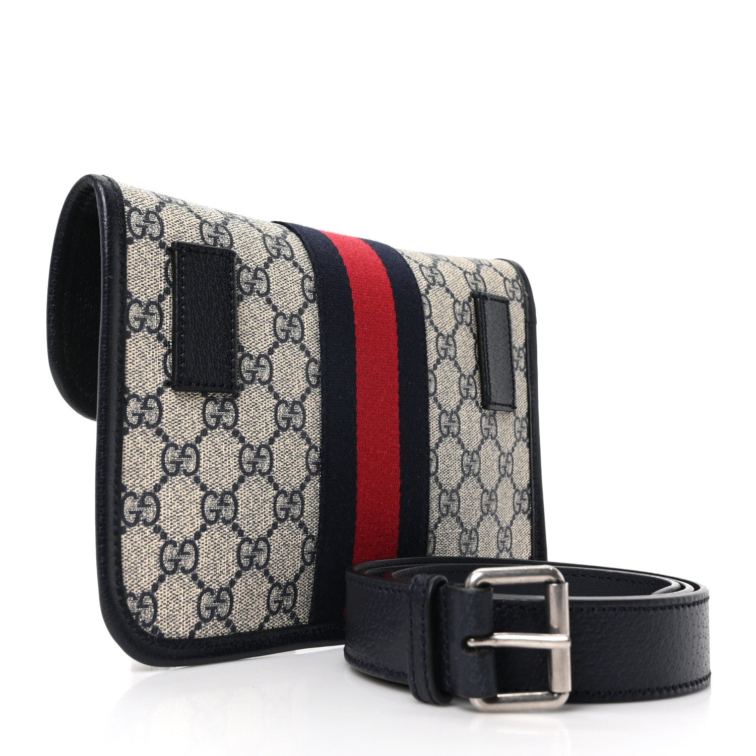 Gucci GG Supreme Monogram Web Small Ophidia Belt Bag 90 36 Beige Navy 3 of 11