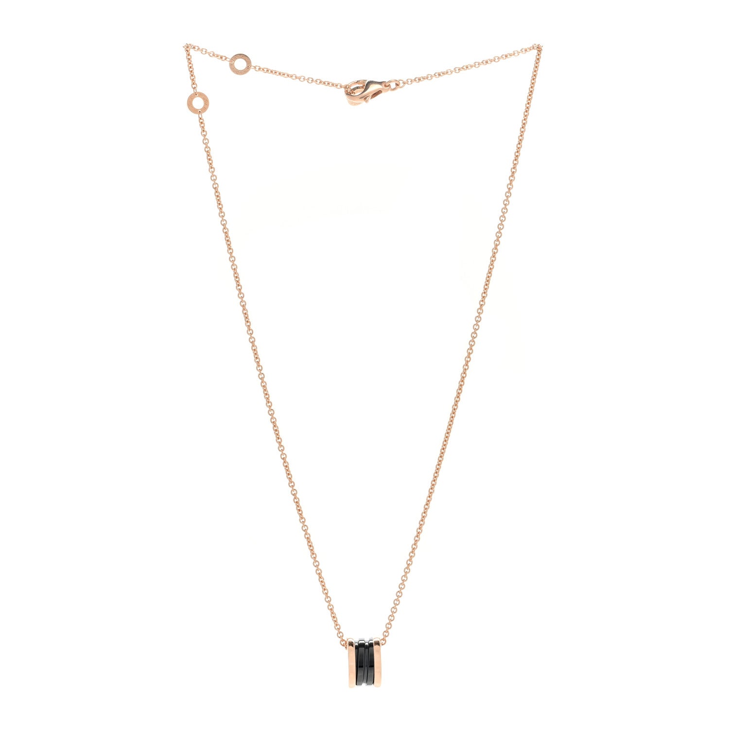 Bulgari 18K Rose Gold Black Ceramic B.Zero1 Pendant Necklace 2 of 3