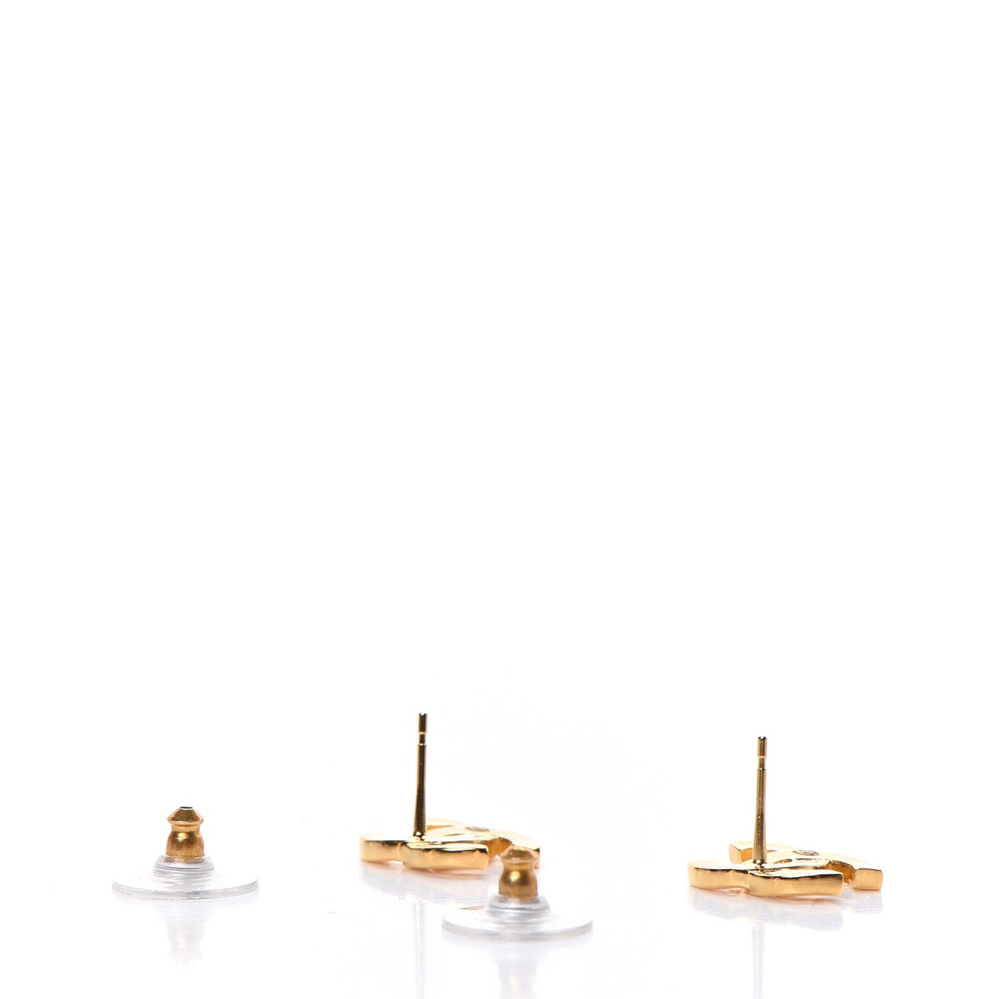 Metal CC Paris Button Stud Earrings Gold