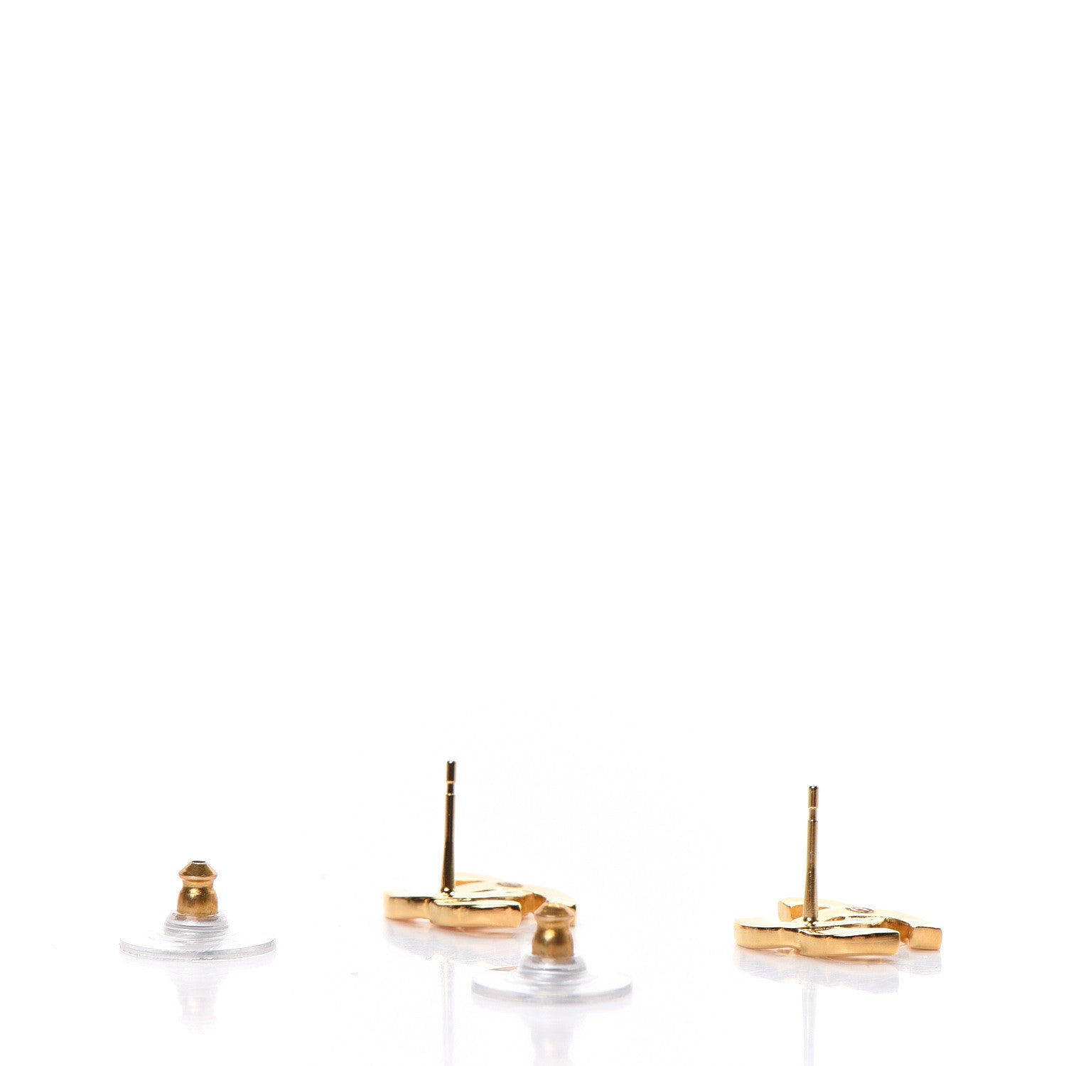 Chanel Metal CC Paris Button Stud Earrings Gold 3 of 4