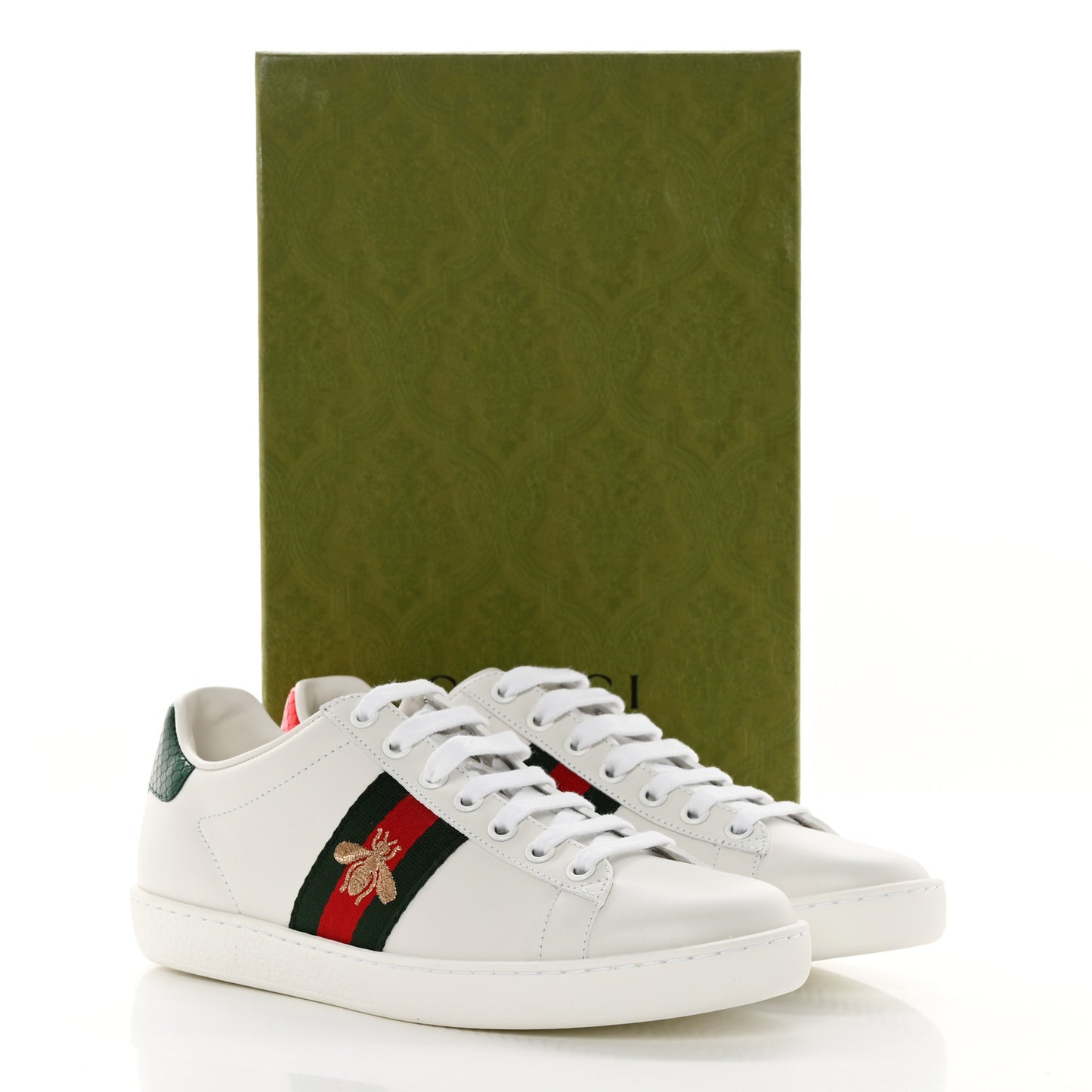 Calfskin Ayers Web Bee Embroidered Ace Sneakers 36.5 White
