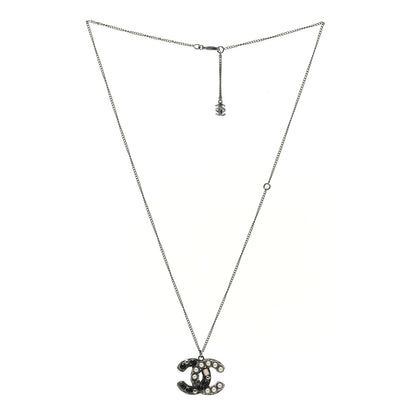 Chanel Ruthenium Gripoix Pearl CC Pendant Necklace Black White Pink 3 of 6
