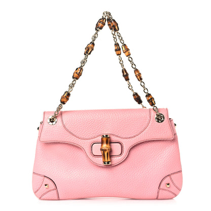 Gucci Pebbled Calfskin Bamboo Chain Bag Pink 1 of 9