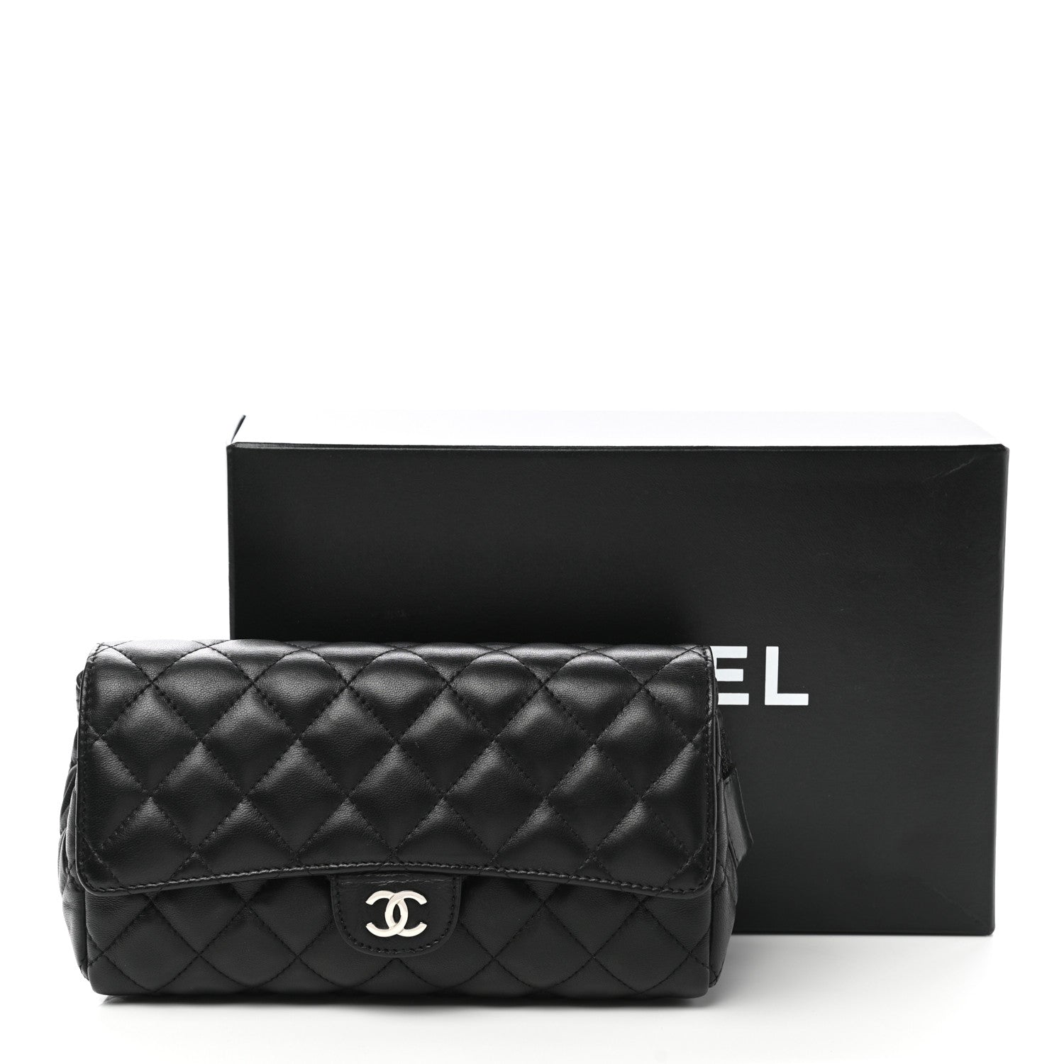 Chanel Lambskin Quilted Flap Cosmetic Case Black 11 of 11