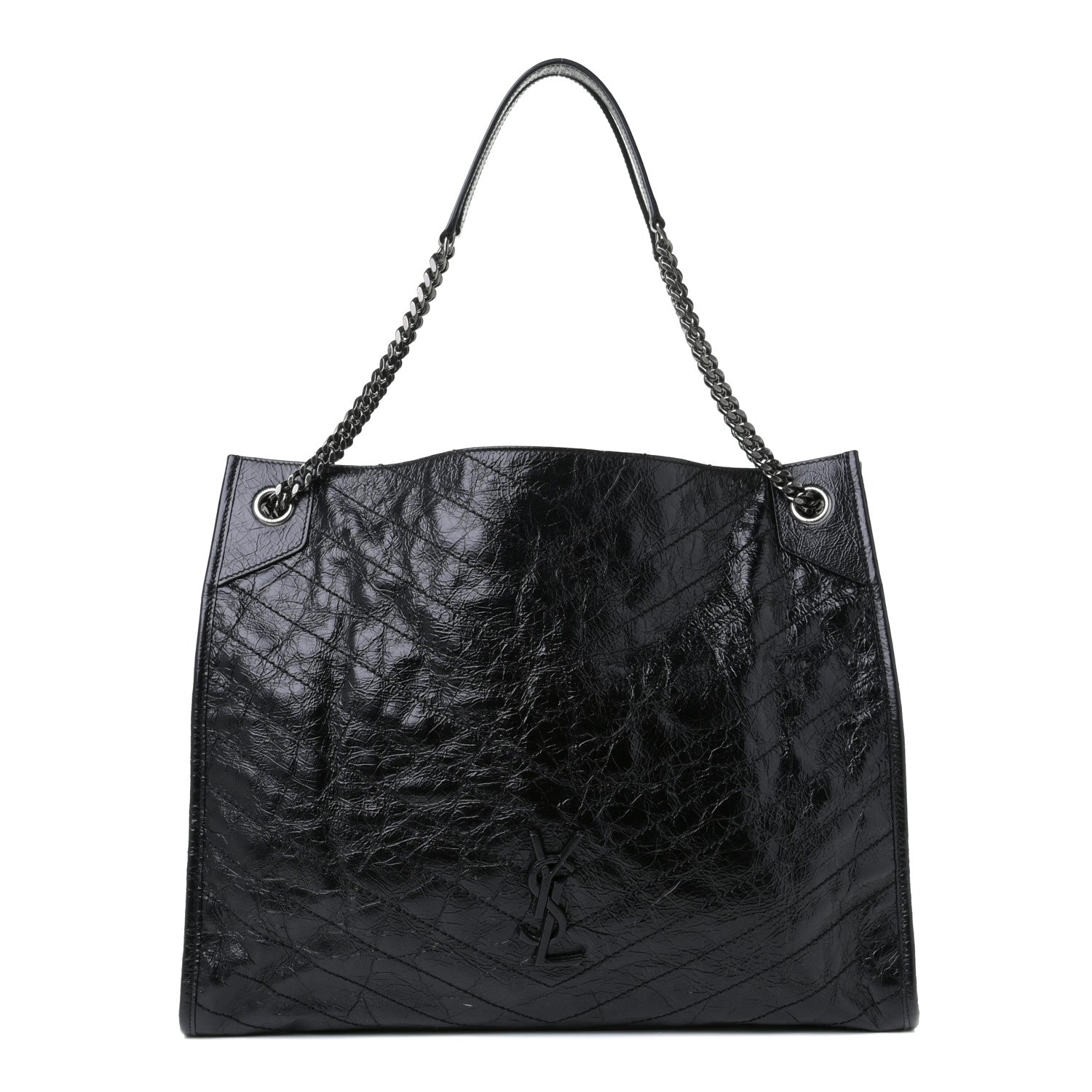 Saint Laurent Crinkled Calfskin Matelasse Monogram Niki Shoulder Bag Black 1 of 10