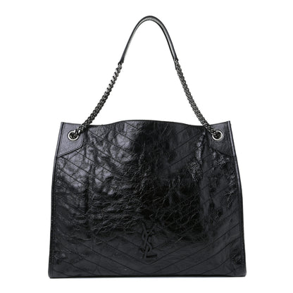 Saint Laurent Crinkled Calfskin Matelasse Monogram Niki Shoulder Bag Black 1 of 10