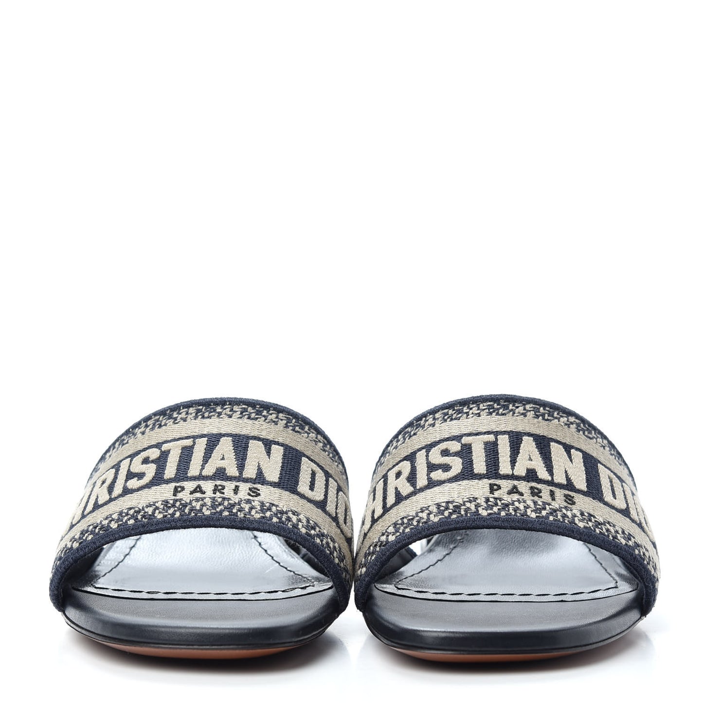 Cotton Embroidered Dway 40mm Slide Sandals 36.5 Deep Blue