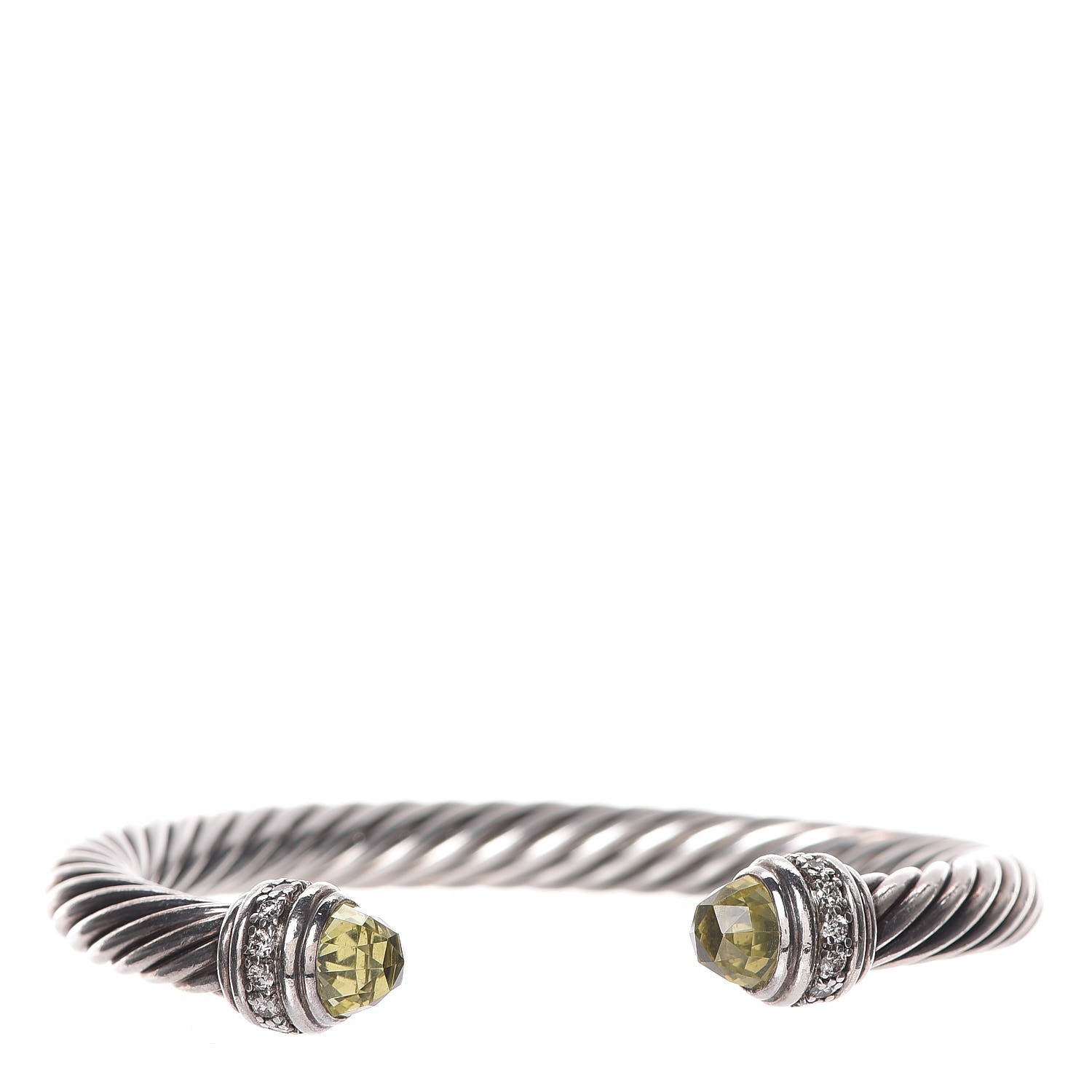 David Yurman Sterling Silver Diamond Lemon Citrine 7mm Cable Classics Bracelet 1 of 6