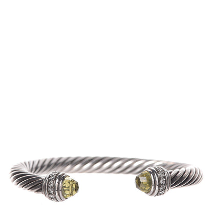 David Yurman Sterling Silver Diamond Lemon Citrine 7mm Cable Classics Bracelet 1 of 6