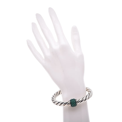 David Yurman Sterling Silver Green Onyx Cable Berries Center Station Bracelet 2 of 6