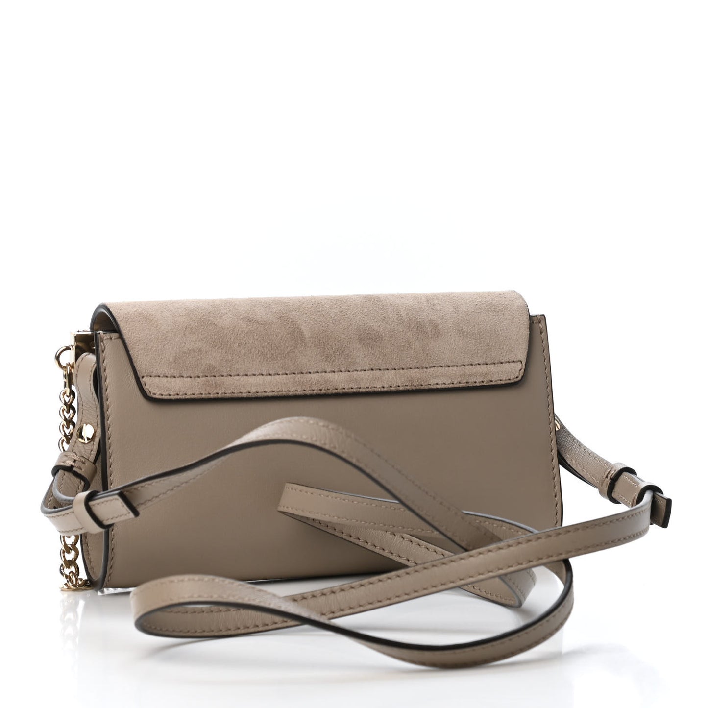 Suede Calfskin Mini Faye Shoulder Bag Motty Grey