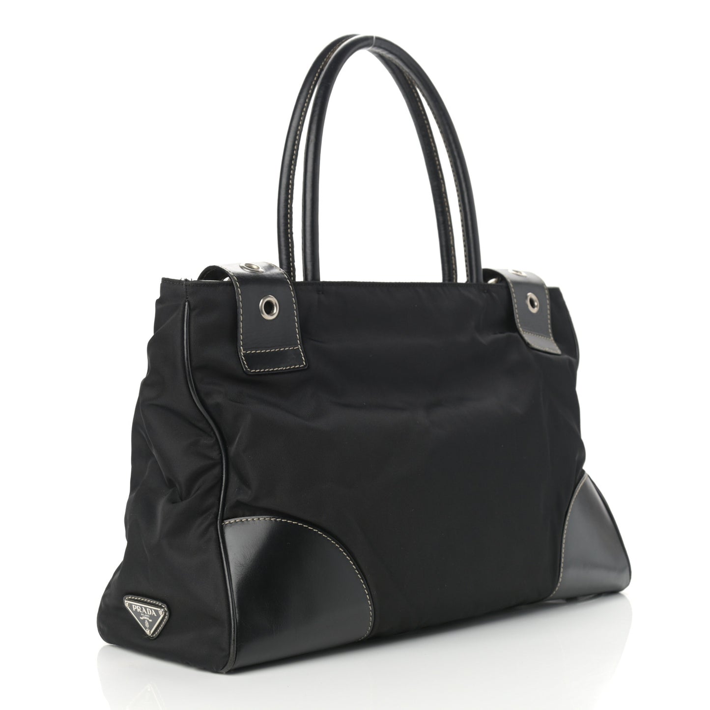 Calfskin Nylon Buckle Shoulder Bag Black
