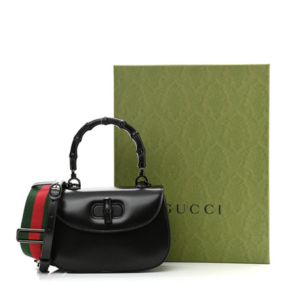 Gucci Boarded Dyana Lux Calfskin Web Monochrome Small Bamboo 1947 Top Handle Bag Black 13 of 13