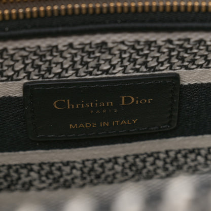 Christian Dior Canvas Houndstooth Embroidered Medium Lady D-Lite Black White 6 of 10