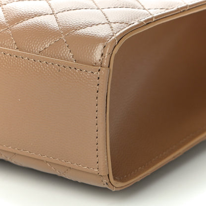 Saint Laurent Grain De Poudre Textured Mixed Matelasse Triquilt Large Monogram Satchel Cork 10 of 10