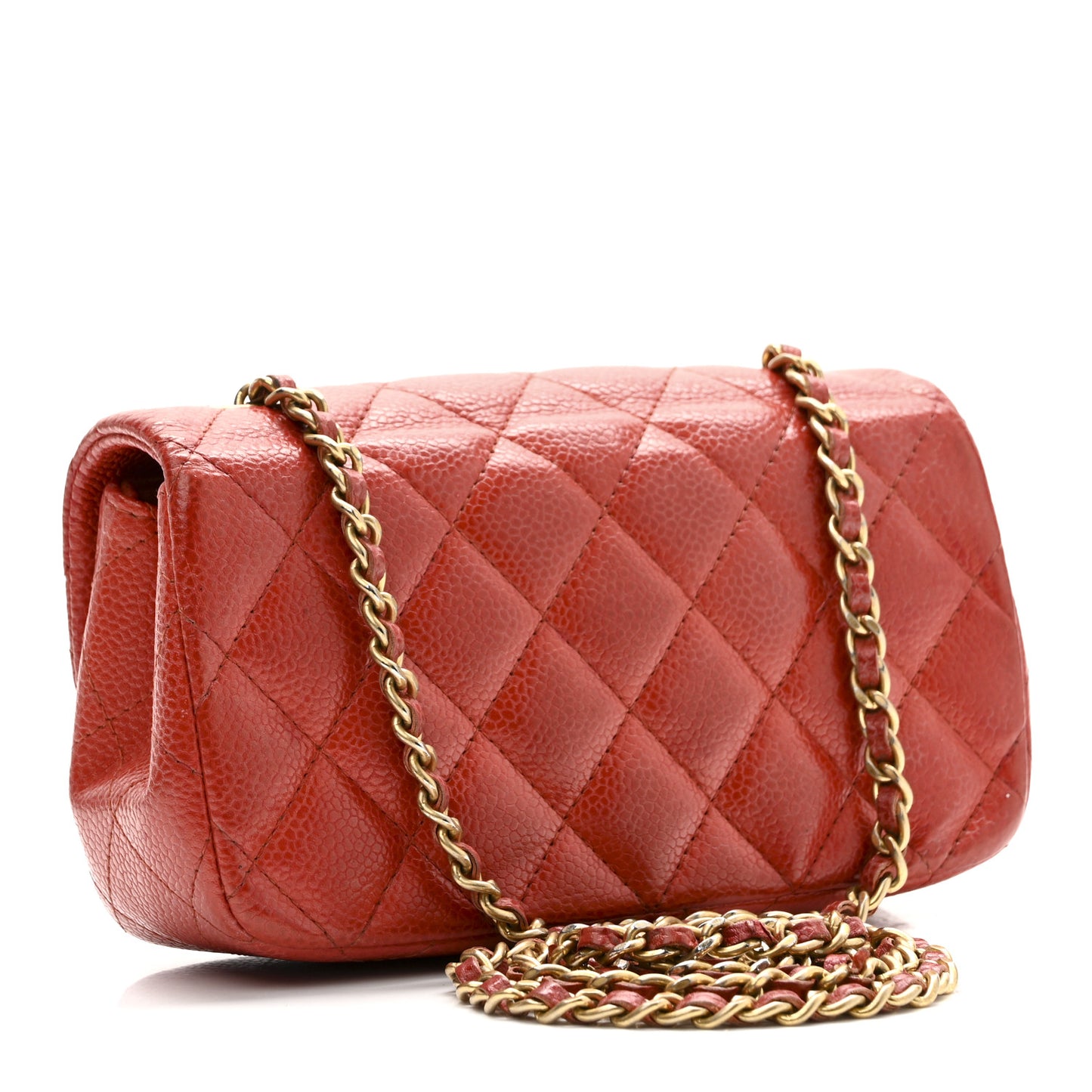 Caviar Quilted Extra Mini Flap Red