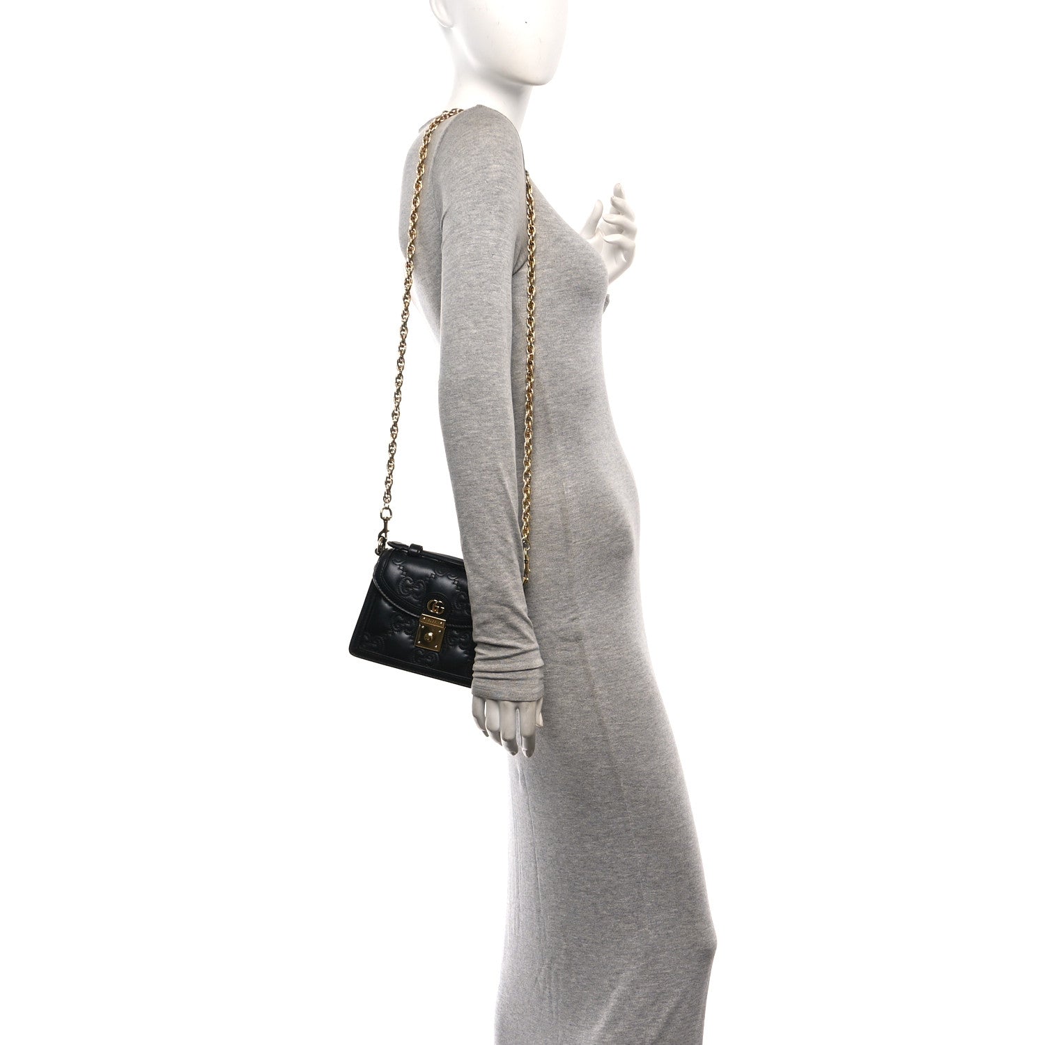 Gucci Calfskin GG Matelasse Mini Top Handle Shoulder Bag Black 2 of 10