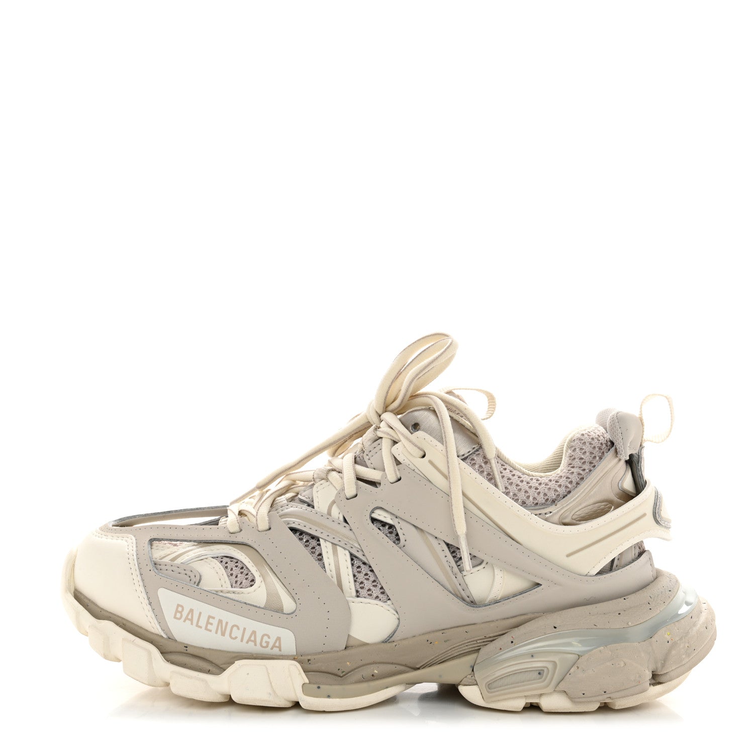 Balenciaga Rubber Mesh Fabric Bi-Color Recycled Sole Womens Track Sneakers 37 Beige 1 of 8