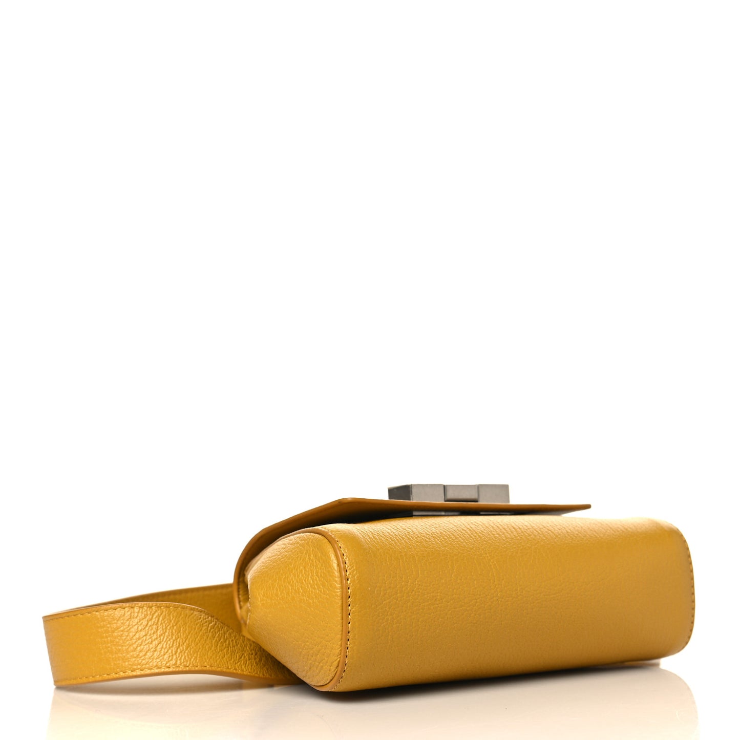 Grained Calfskin Geometric Belt Bag Mustard Yellow