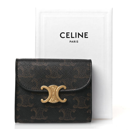 Celine Triomphe Canvas Small Triomphe Wallet Tan 12 of 12