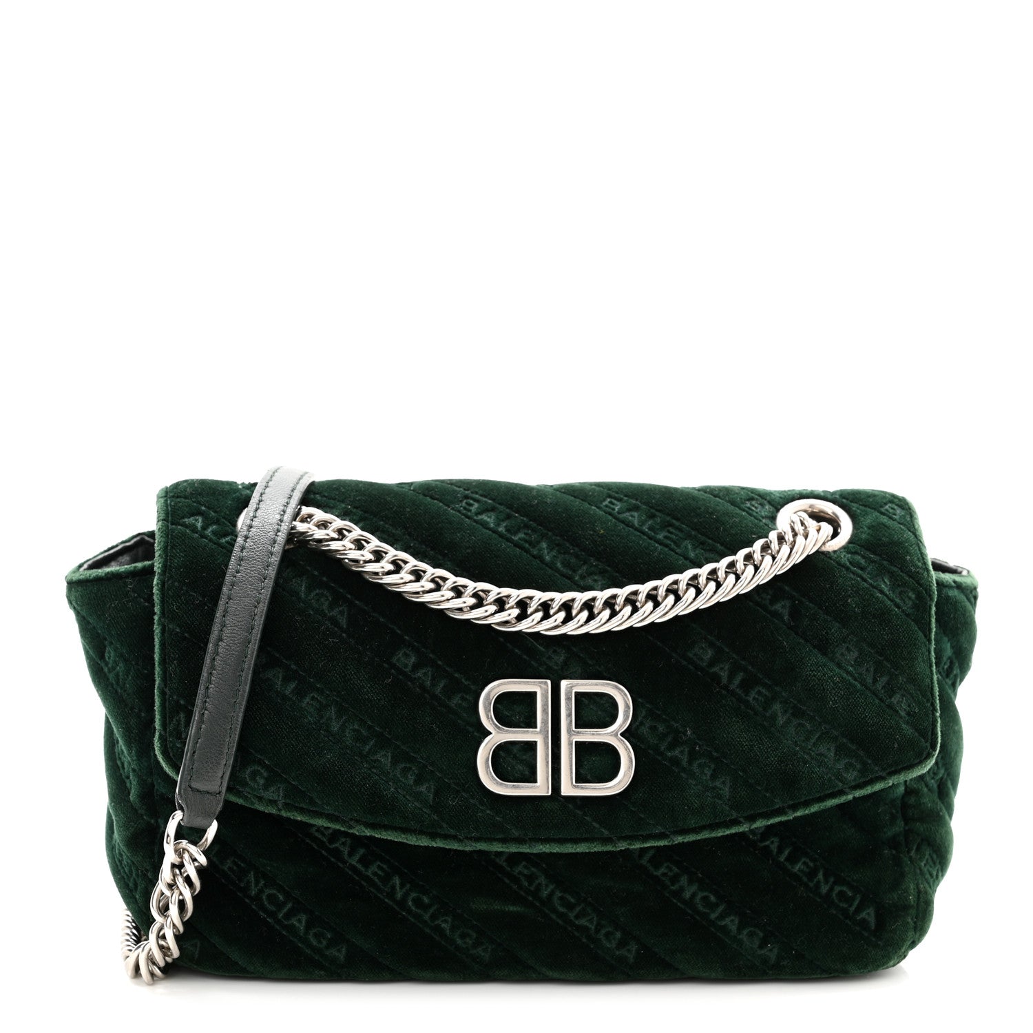 Balenciaga Velvet Logo Matelasse S BB Round Shoulder Bag Vert Emeraude 1 of 11