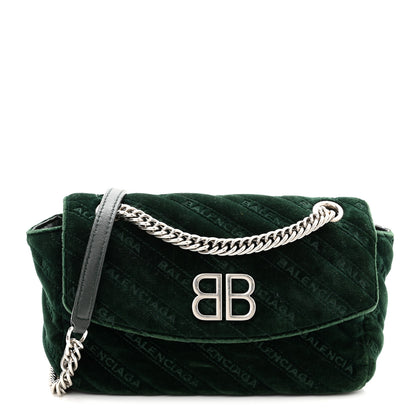 Balenciaga Velvet Logo Matelasse S BB Round Shoulder Bag Vert Emeraude 1 of 11