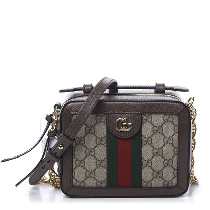 Gucci GG Supreme Monogram Mini Ophidia Top Handle Shoulder Bag Brown 1 of 9