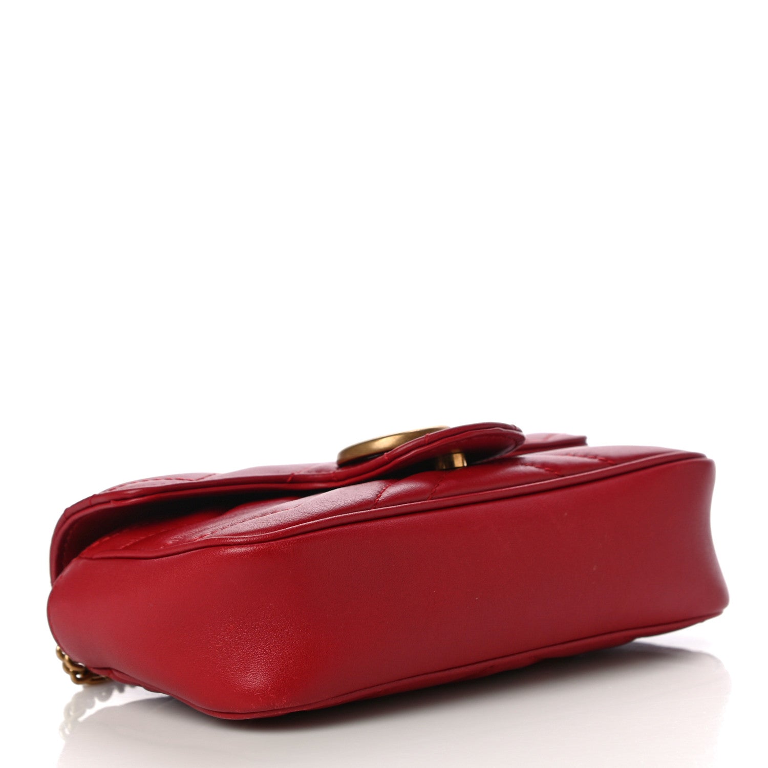 Gucci Calfskin Matelasse Super Mini GG Marmont Shoulder Bag Hibiscus Red 4 of 11