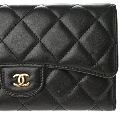 Chanel Lambskin Quilted Large Flap Wallet Black 9 of 18
