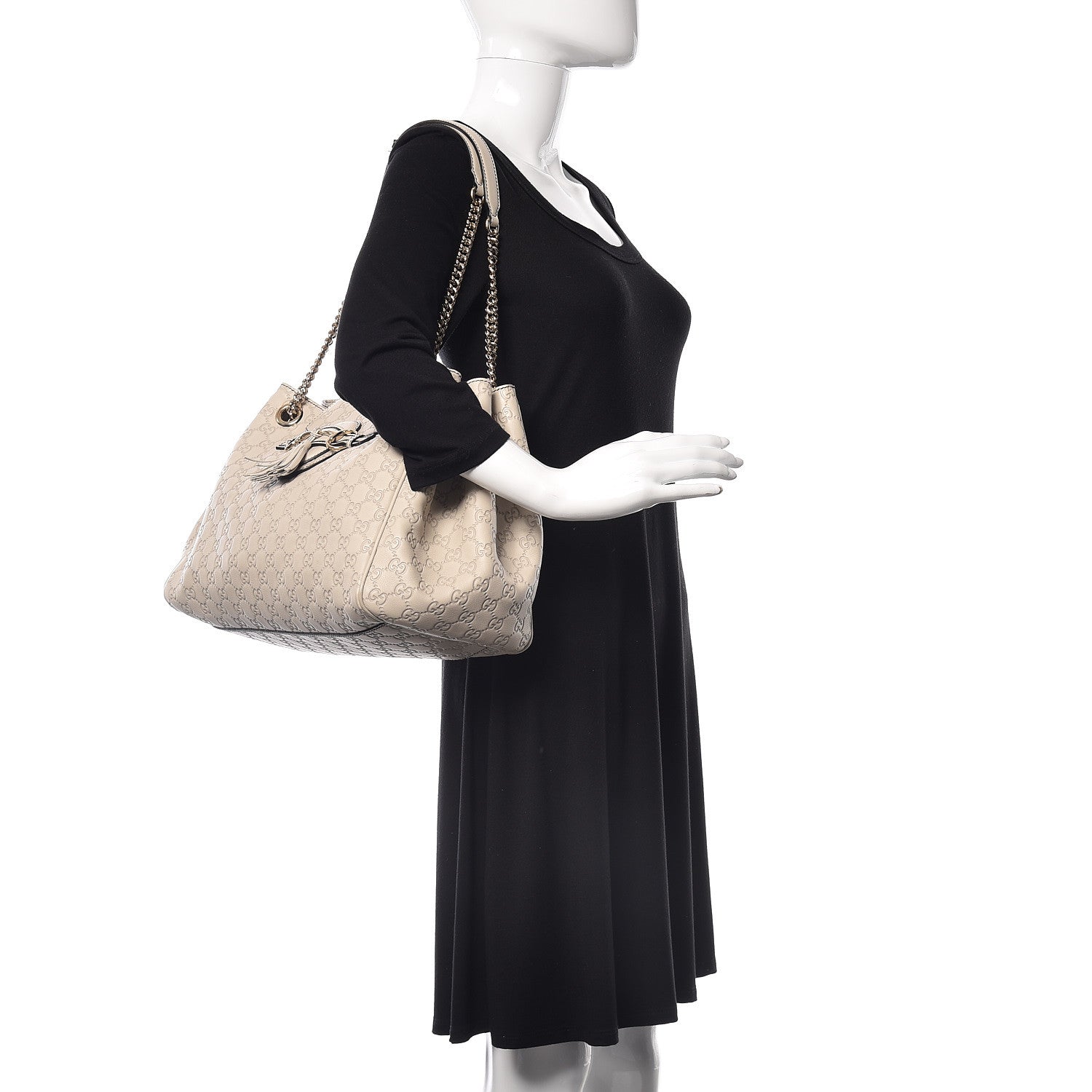 Gucci Guccissima Signature Medium Emily Shoulder Bag Mystic White 2 of 11