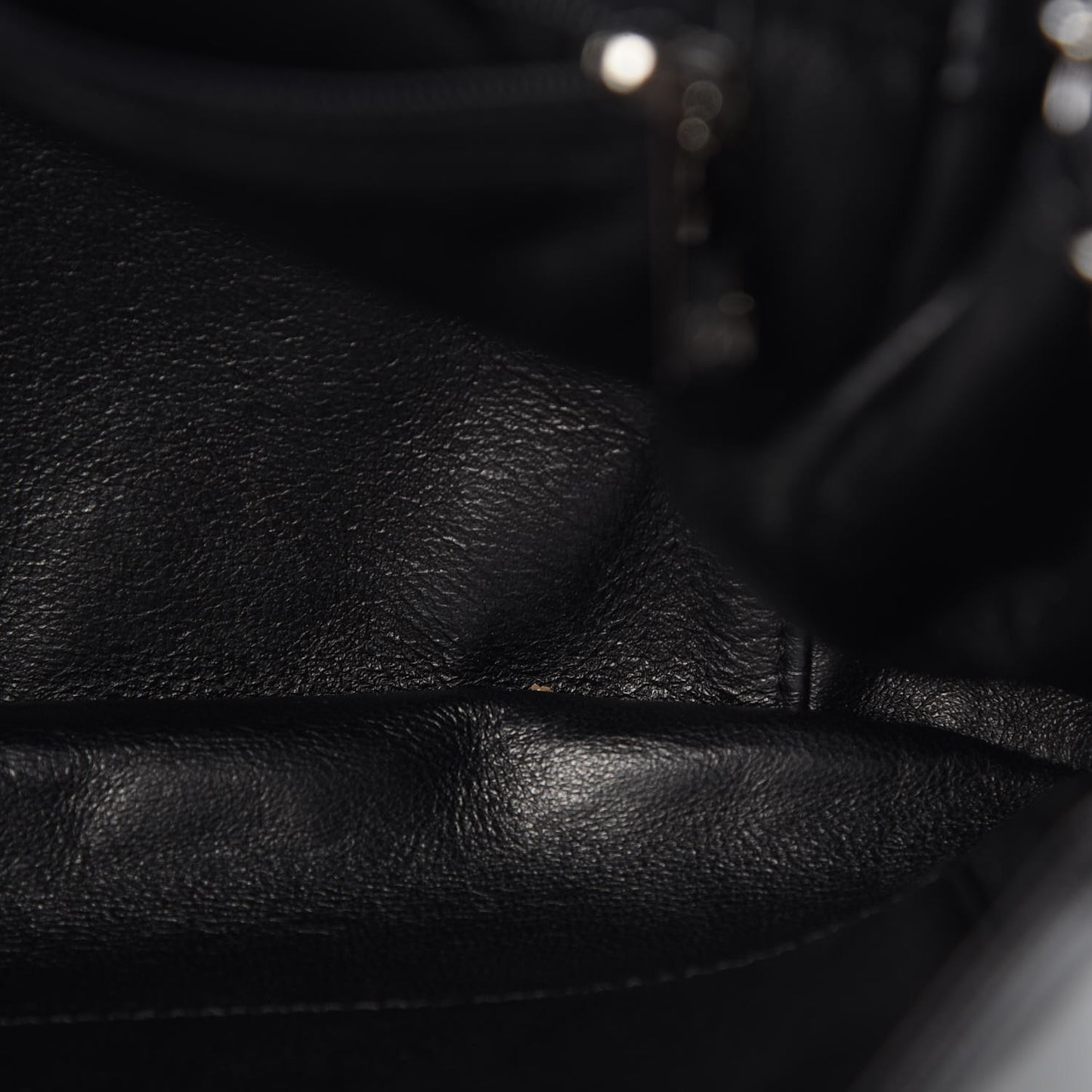 Metallic Goatskin Luxe Ligne Flap Black