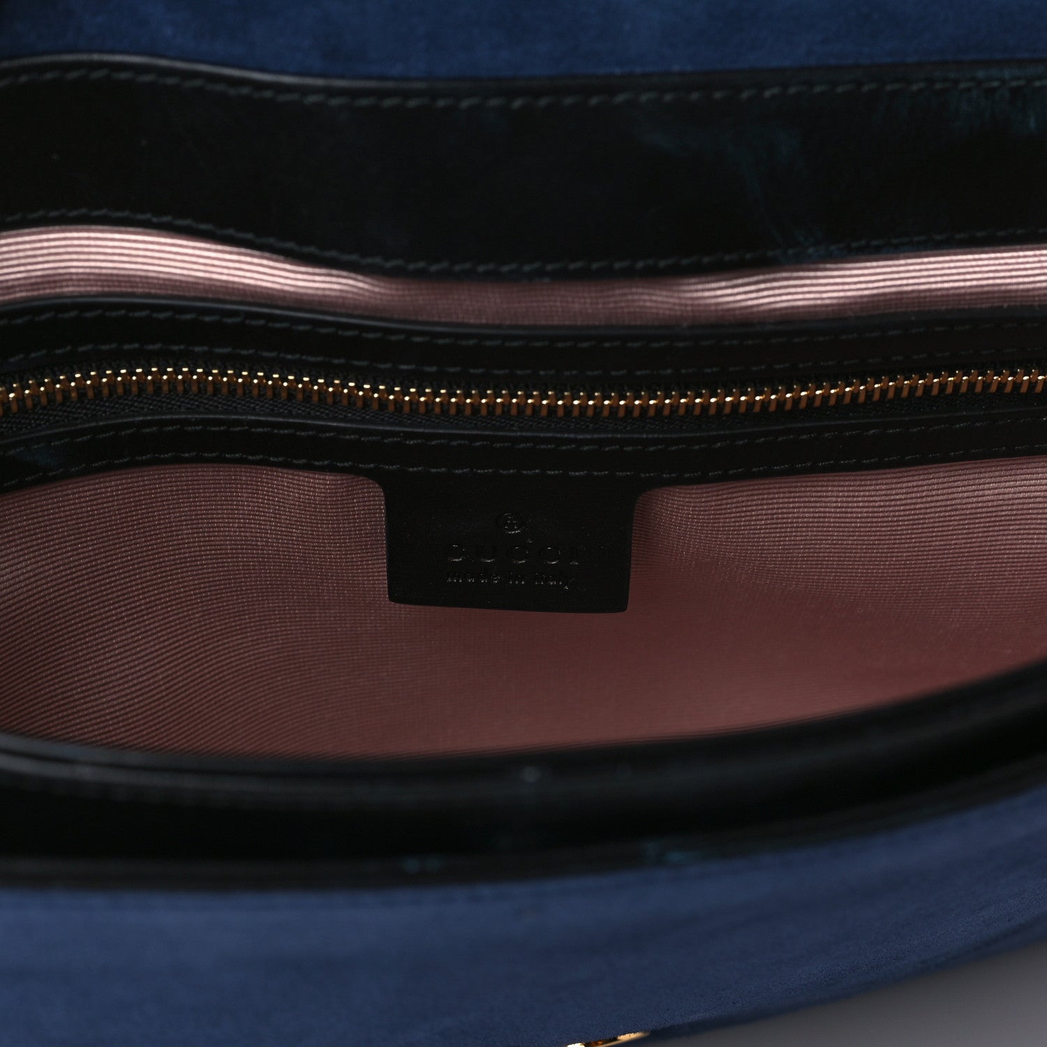 Gucci Suede Medium Arli Flap Shoulder Bag Blue Ink Black 6 of 11