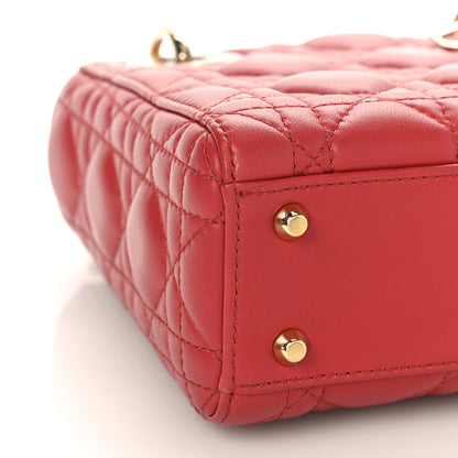 Christian Dior Lambskin Cannage Mini Lady Dior Coral 7 of 8