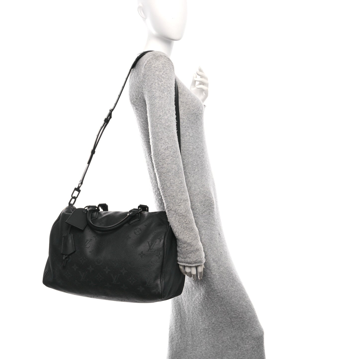 Calfskin Monogram Speedy P9 Bandouliere 40 Ultra Black