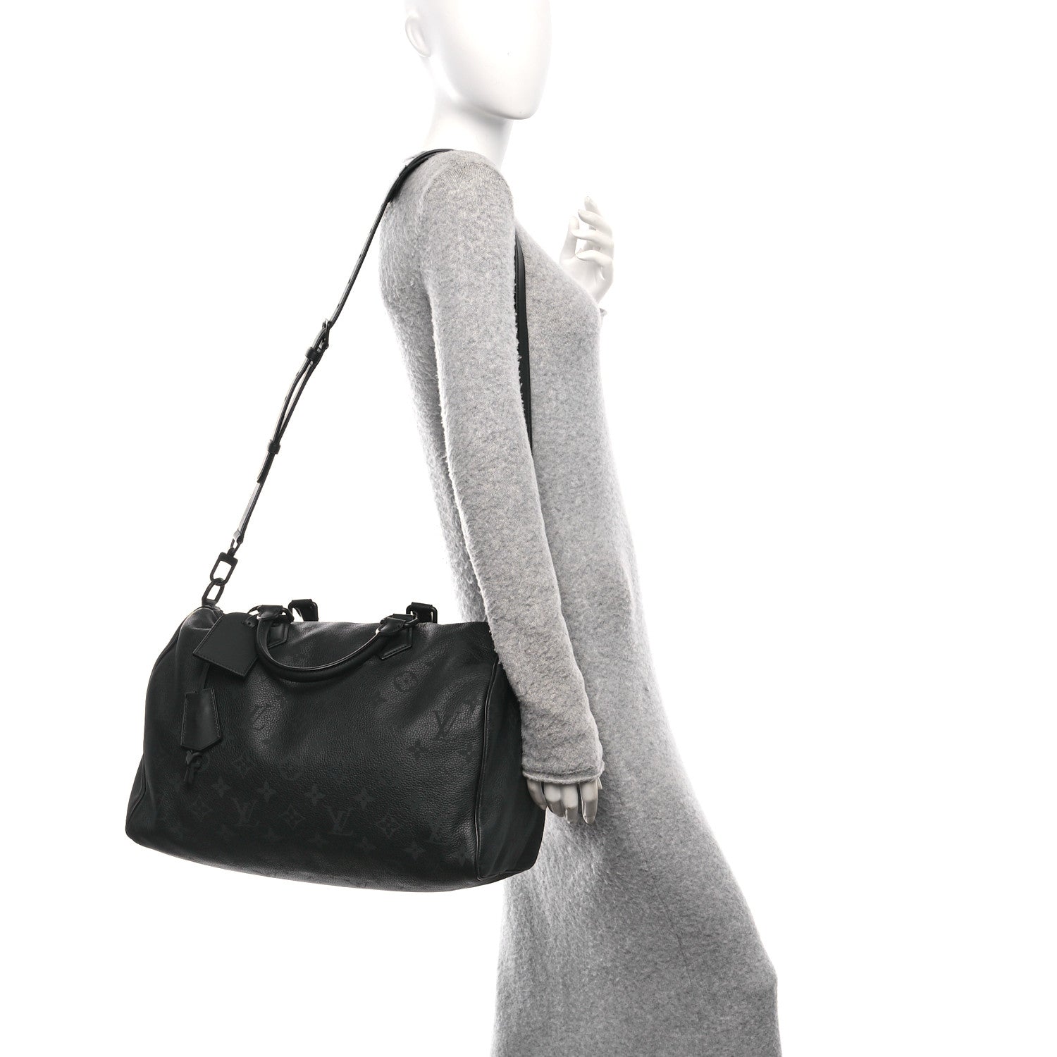 Louis Vuitton Calfskin Monogram Speedy P9 Bandouliere 40 Ultra Black 2 of 13