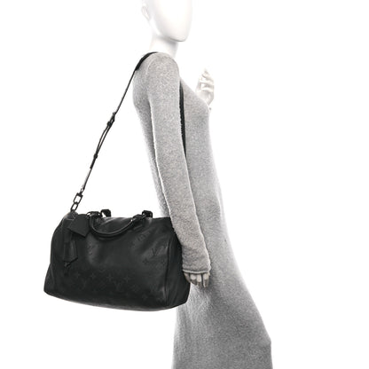 Louis Vuitton Calfskin Monogram Speedy P9 Bandouliere 40 Ultra Black 2 of 13